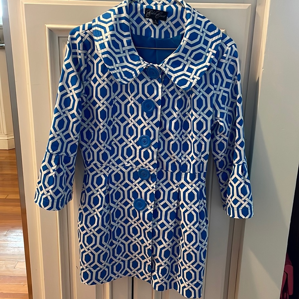 Eden Court Blue and White Trench Coat